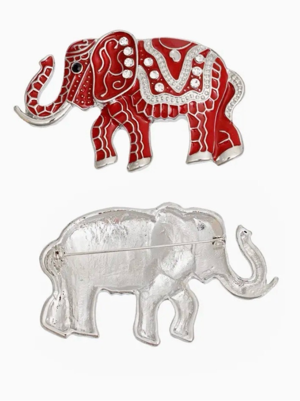 Red Elephant Enamel Brooch Pin -‎ Decorative Elephant Accessory